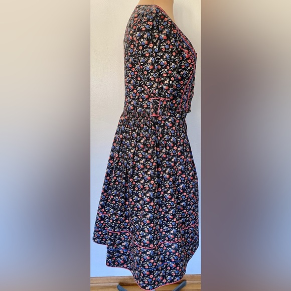 Vintage Austrian Cotton Midi Dress *Size 38* HASEGG Blue Pink Cottagecore Floral - Picture 6 of 9